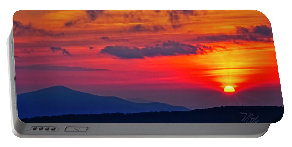 Blue Ridge Mountains Portable Battery Charger featuring the photograph Swinging Bridge Sunset by Meta Gatschenberger