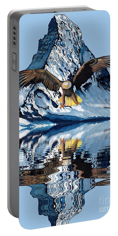 Eagle Portable Battery Charger featuring the drawing Swooping Eagle by Bill Richards