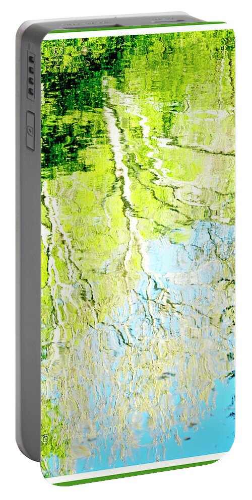 Sycamore Portable Battery Charger featuring the photograph Sycamore Trees Reflected in a Stream by A Macarthur Gurmankin
