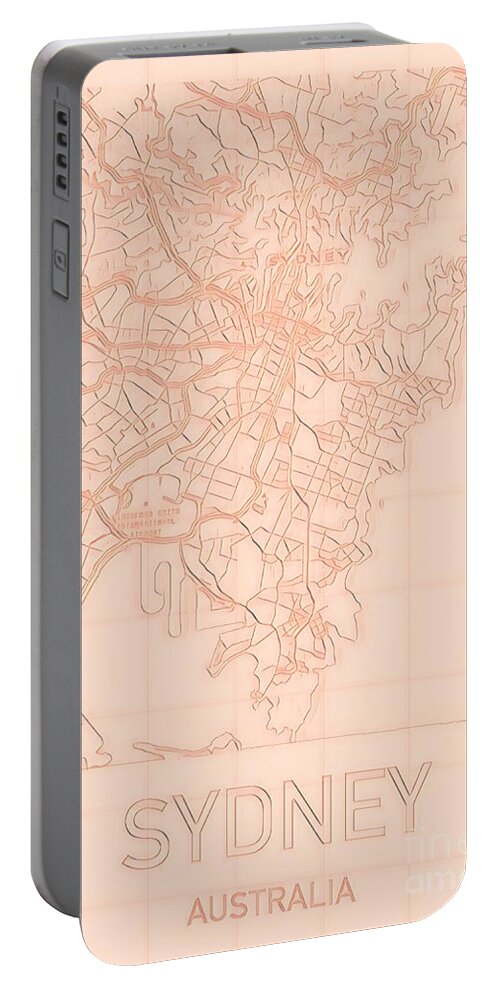 Sydney Portable Battery Charger featuring the digital art Sydney Blueprint City Map by HELGE Art Gallery