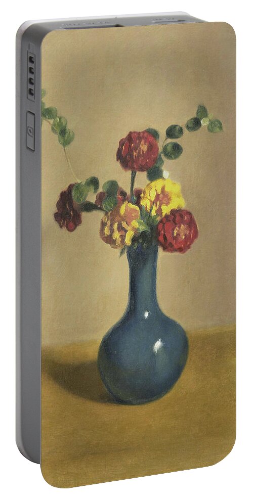 19th Century Art Portable Battery Charger featuring the painting Tagetes in a Blue Vase by Willem Witsen