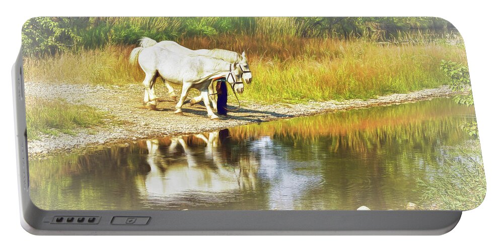 Horses Portable Battery Charger featuring the photograph Leading the Horses to Water by Ola Allen