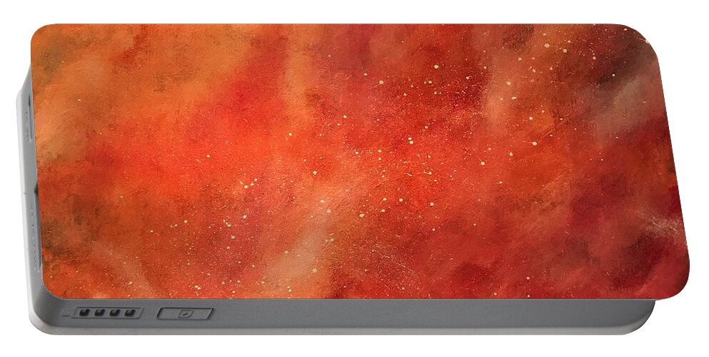 Orange Portable Battery Charger featuring the painting Tangerine Nebula Cloud by Esperanza Creeger