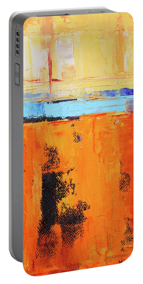 Tangerine Abstract Portable Battery Charger featuring the painting Tangerine Summer by Nancy Merkle