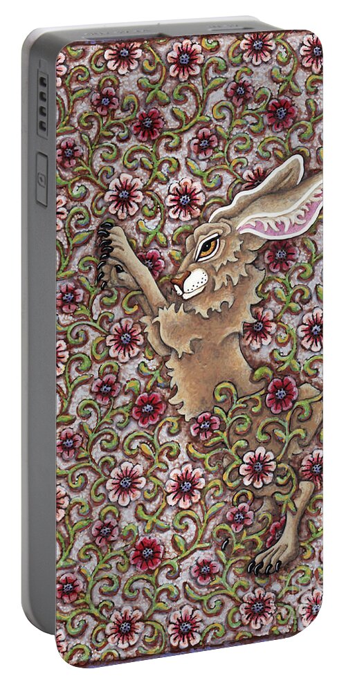 Hare Portable Battery Charger featuring the painting Tangled Hare 4 by Amy E Fraser