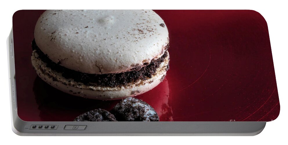 Cookie Dough Portable Battery Charger featuring the digital art Tasty Cookie Dough Macaron by Elisabeth Lucas