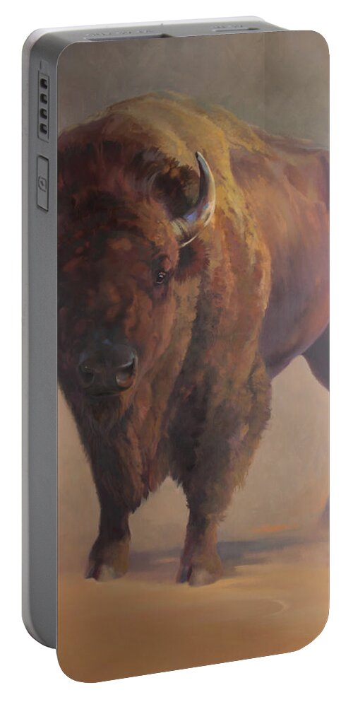 Nature Portable Battery Charger featuring the painting Tatanka by Carolyne Hawley