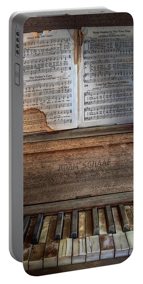 Piano Portable Battery Charger featuring the photograph Tattered Faith 2 by Harriet Feagin