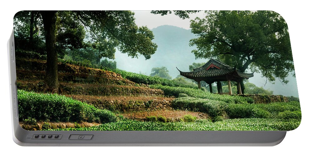 Dragon Well Tea Plantation Portable Battery Charger featuring the photograph Tea Plantation by Kathryn McBride