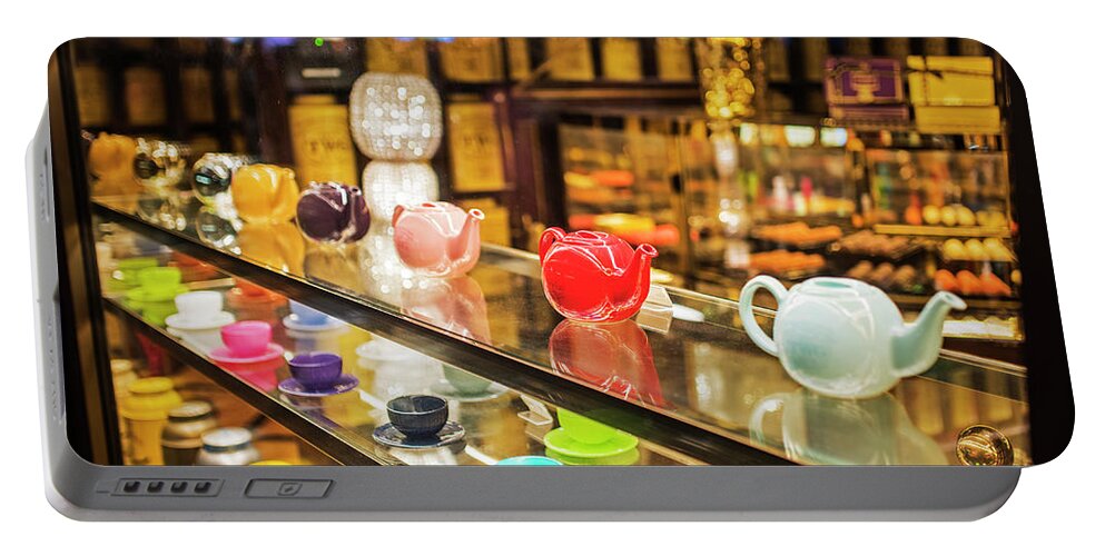 London Portable Battery Charger featuring the photograph Tea Time in London London Tea Shop United Kingdom UK England by Toby McGuire