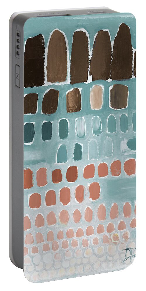 Teal Portable Battery Charger featuring the painting Teal Degrade by Patricia Pinto