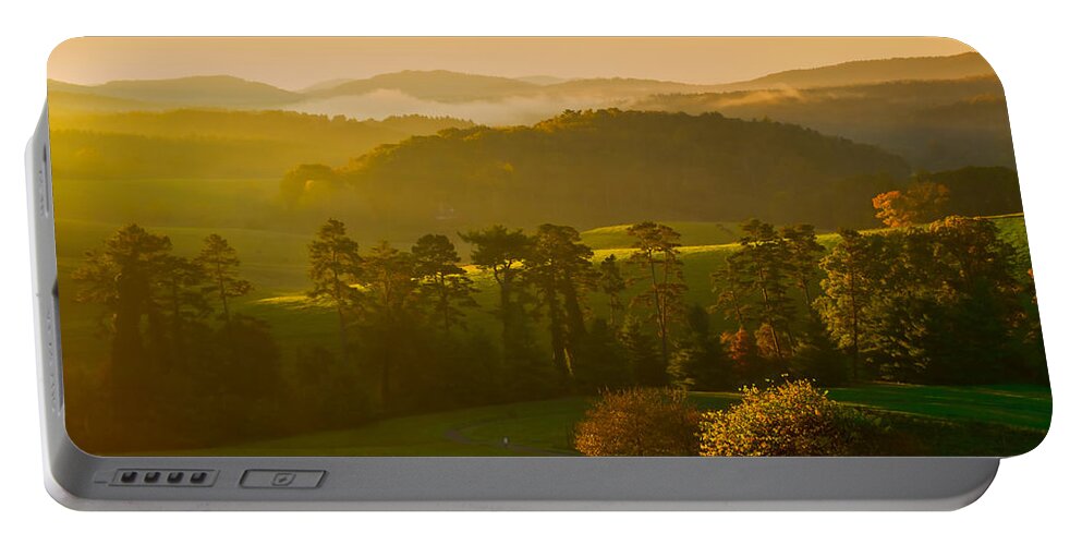 Dawn's Gentle Rays Lightly Brush The Rolling Hills Of The Asmokey Mountains Portable Battery Charger featuring the photograph Smokey Mountain Sunrise by Tom Gresham
