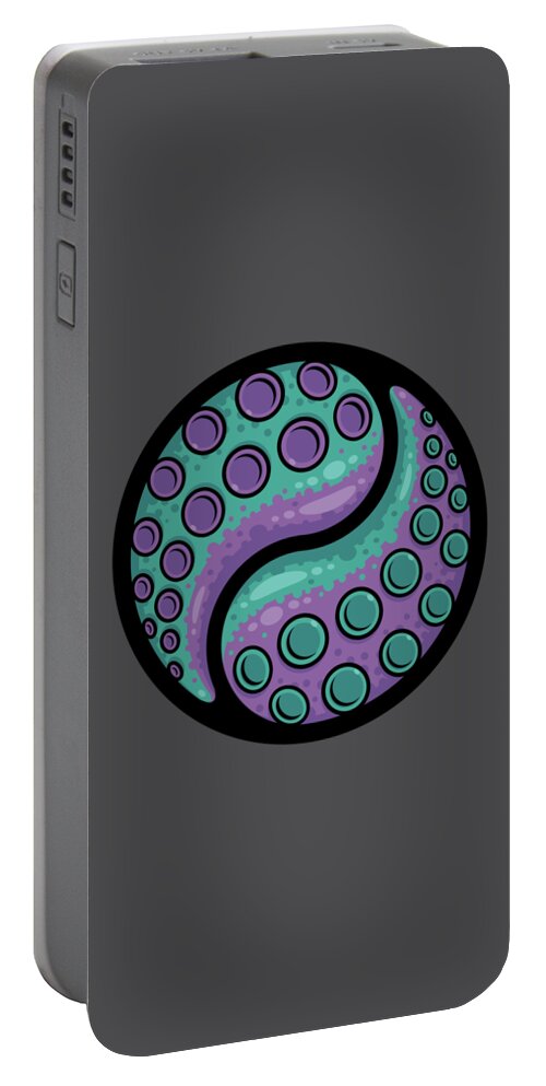 Tentacle Portable Battery Charger featuring the digital art Tentacle Yin Yang by John Schwegel