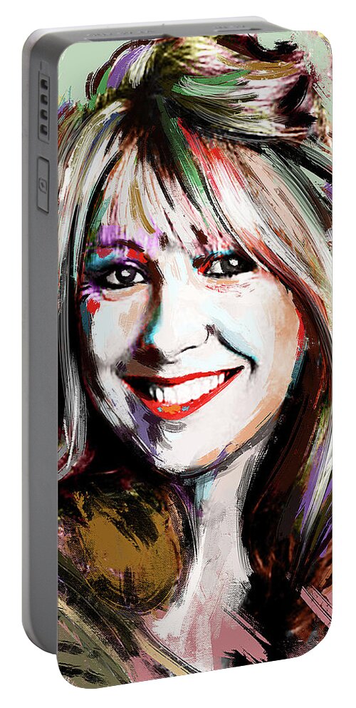 Teri Garr Portable Battery Charger featuring the painting Teri Garr portrait by Movie World Posters