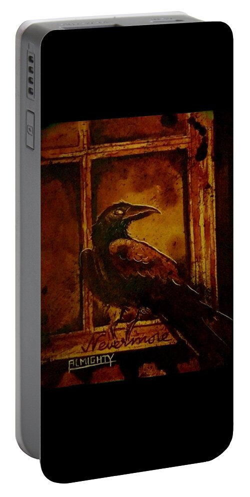Ryanalmighty Portable Battery Charger featuring the painting Th Raven - Nevermore by Ryan Almighty