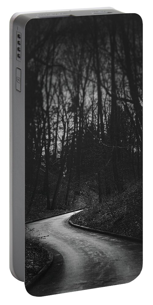 Black And White Portable Battery Charger featuring the photograph That Lonesome Road by Scott Norris