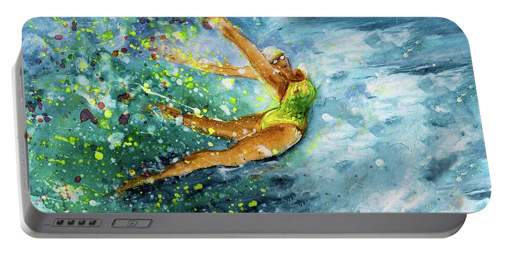 Sports Portable Battery Charger featuring the painting The Art Of Water Dancing 01 by Miki De Goodaboom