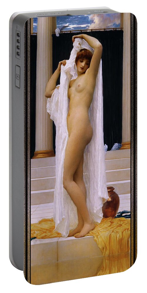 The Bath Of Psyche Portable Battery Charger featuring the painting The Bath of Psyche by Frederic Leighton by Rolando Burbon