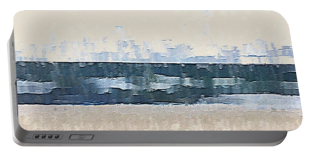 A Cubist Rendition Of The Beach At Falmouth Portable Battery Charger featuring the digital art The Beach at Falmouth 2 by Steve Glines
