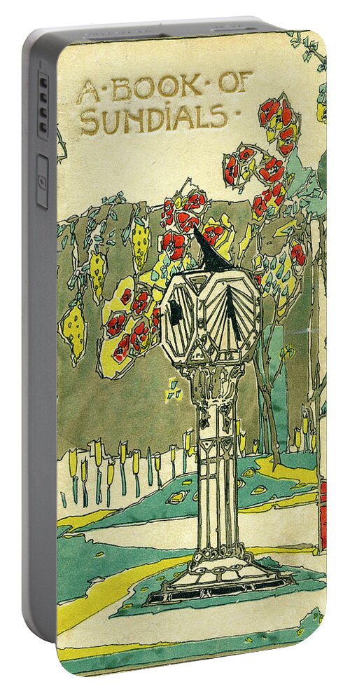 Book Cover Portable Battery Charger featuring the mixed media Cover design for The Book of Old Sundials by Jessie M King