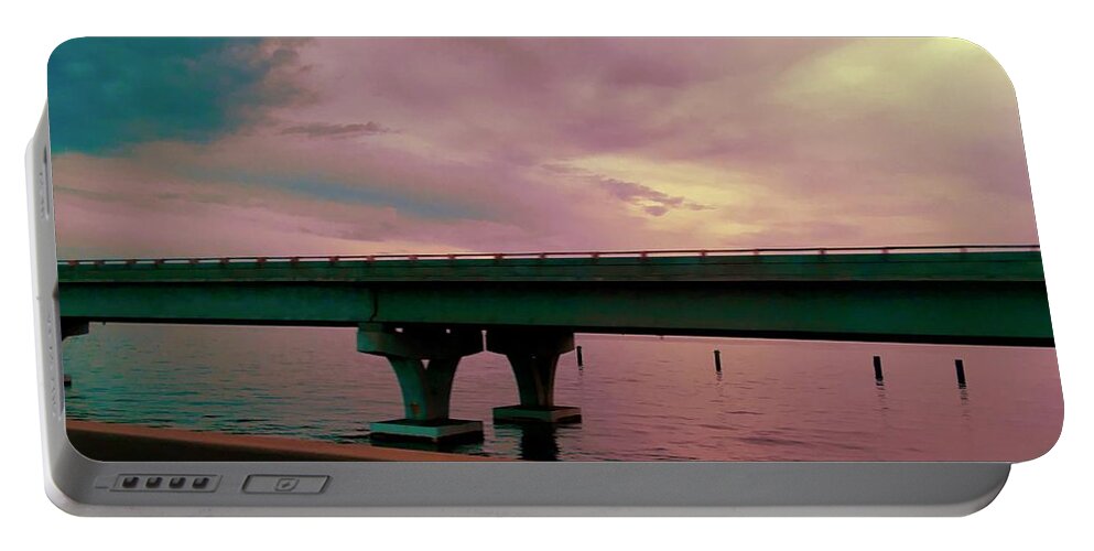 Bridge Portable Battery Charger featuring the photograph The Bridge is Out by Debra Grace Addison