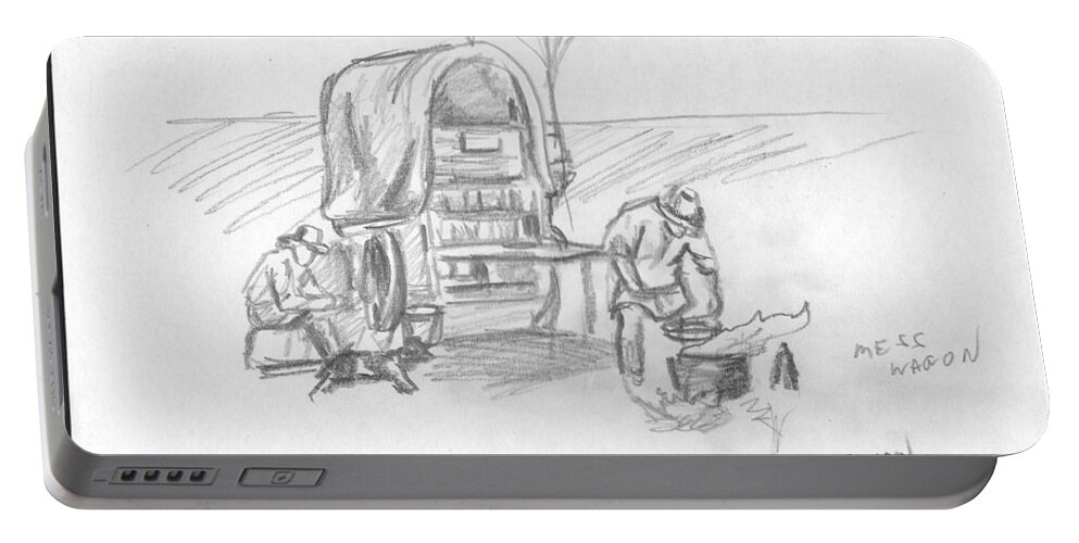 Chuck Wagon Portable Battery Charger featuring the drawing The Churck Wagon by Bryan Bustard