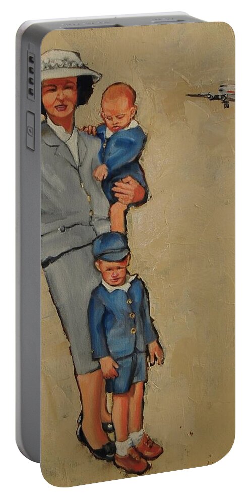 1950's Portable Battery Charger featuring the painting The Days When Father Knew Best by Jean Cormier