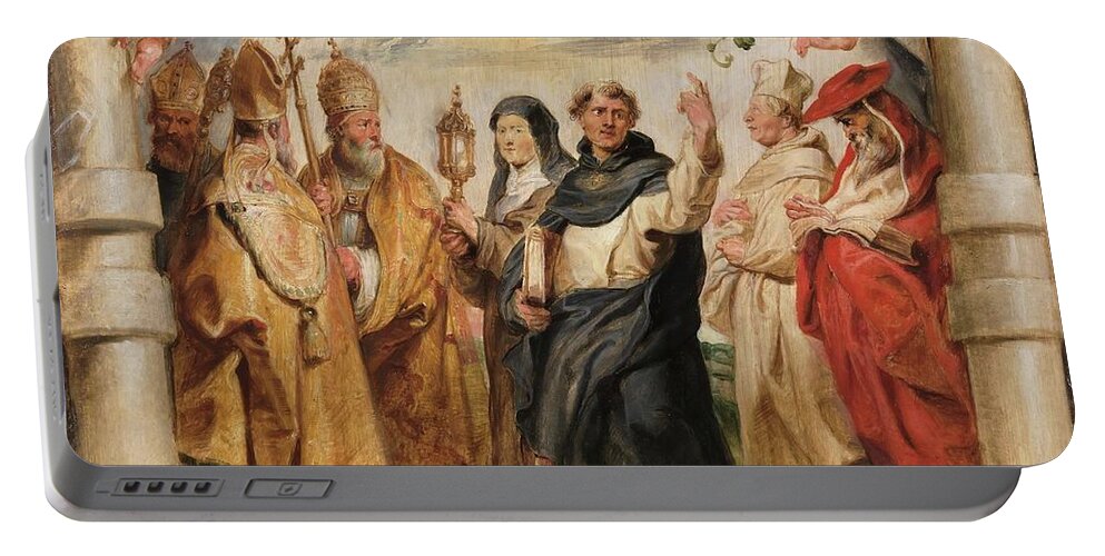 Peter Paul Rubens Portable Battery Charger featuring the painting 'The Defenders of the Eucharist'. Ca. 1625. Oil on panel. by Peter Paul Rubens -1577-1640-