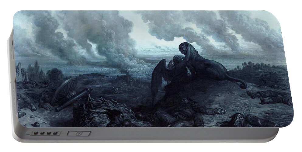 Gustave Dore Portable Battery Charger featuring the painting The Enigma, 1871 by Gustave Dore