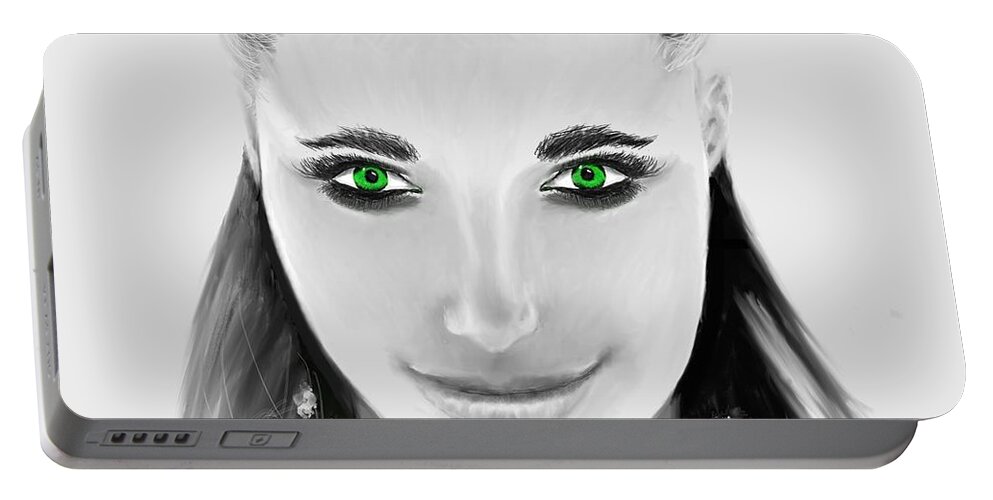 Green Eyes Portable Battery Charger featuring the digital art The Eyes Have It by Gary F Richards