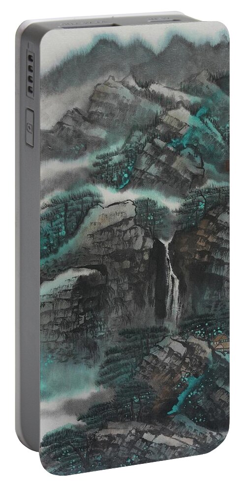 Chinese Watercolor Portable Battery Charger featuring the painting The Four Seasons Version 1 - Spring by Jenny Sanders