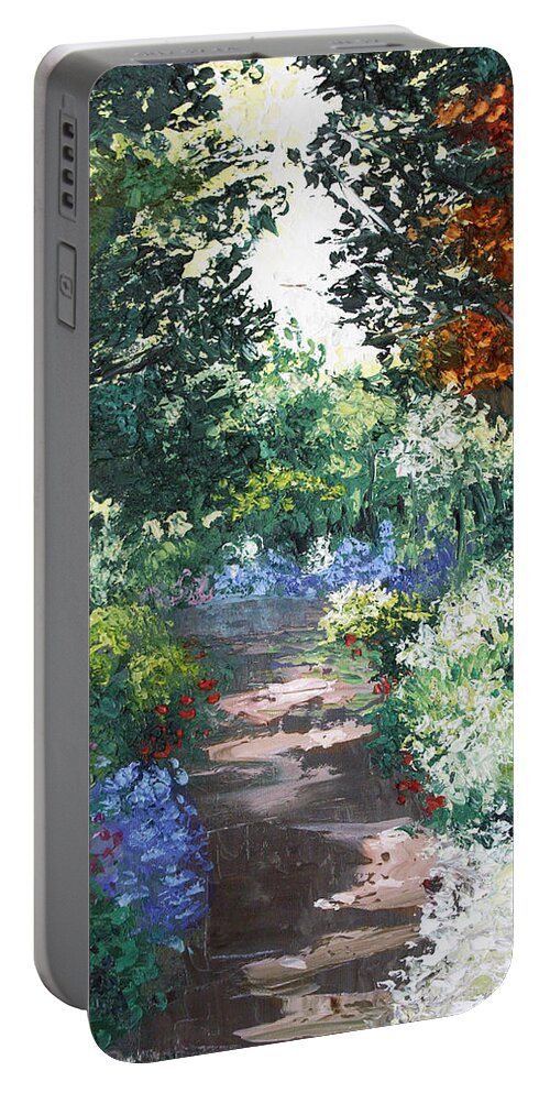 Impressionist Portable Battery Charger featuring the painting The Garden by Anthony Falbo