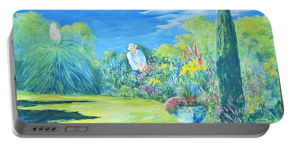 Morning Portable Battery Charger featuring the painting The Gardener by ML McCormick