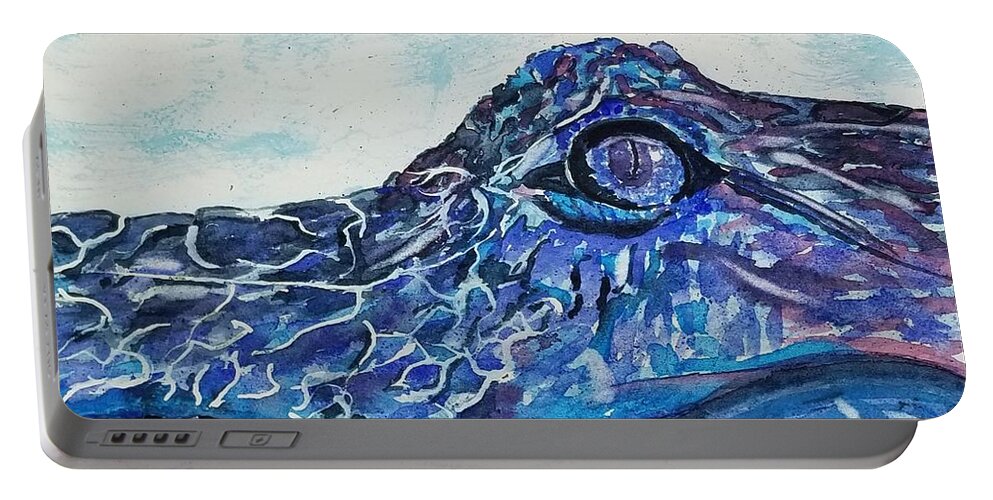Alligator Portable Battery Charger featuring the painting The Gator Blues by Ann Frederick
