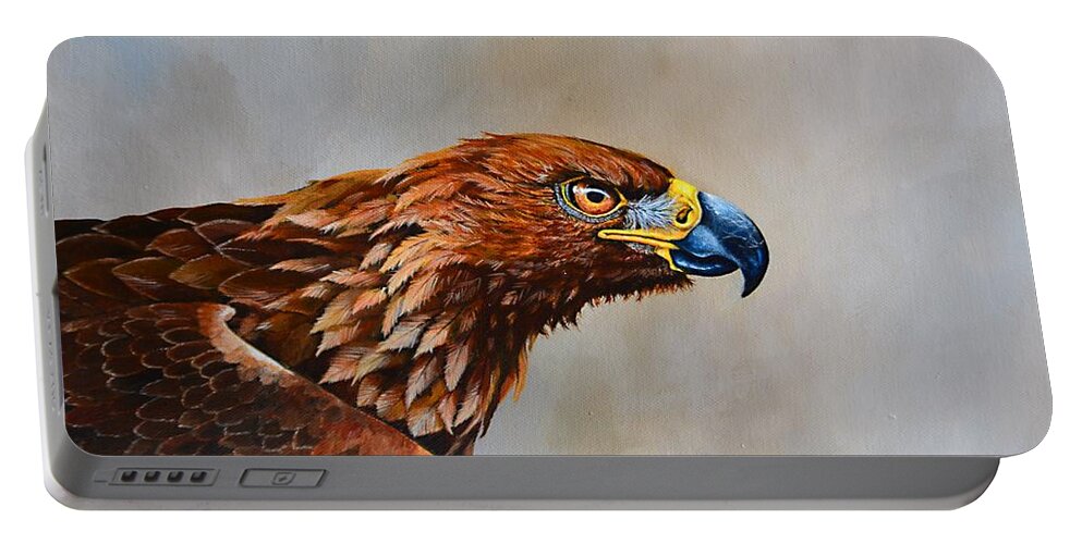 Birds Portable Battery Charger featuring the painting The Golden Eagle by Dana Newman