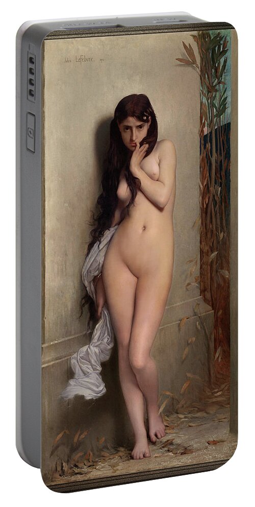 The Grasshopper Portable Battery Charger featuring the painting The Grasshopper by Jules Joseph Lefebvre by Rolando Burbon