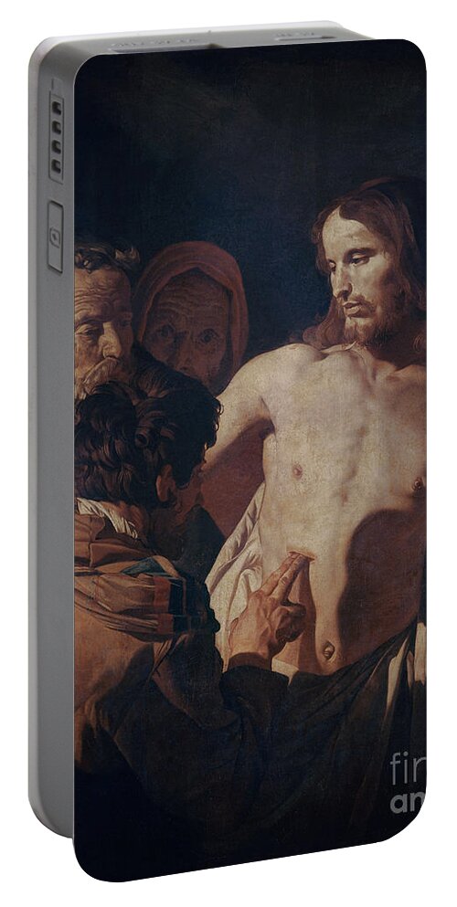 Doubting Thomas Portable Battery Charger featuring the painting The Incredulity Of Saint Thomas, 1620 by Gerrit Van Honthorst