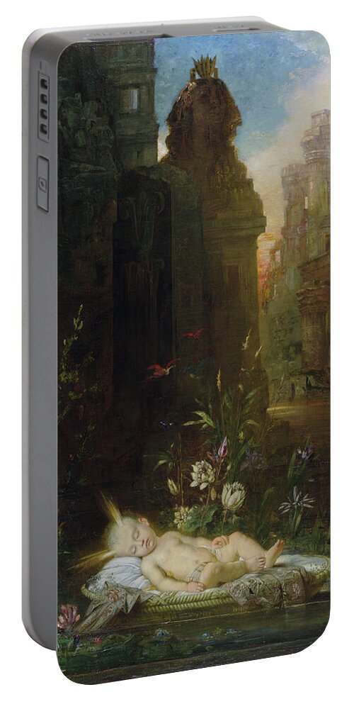 Gustave Moreau Portable Battery Charger featuring the painting The Infant Moses - Digital Remastered Edition by Gustave Moreau