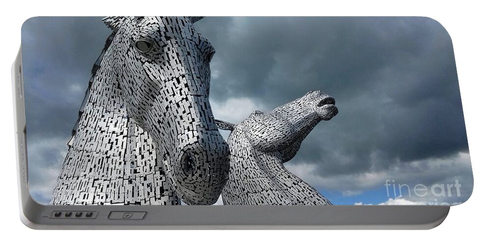 The Kelpies Portable Battery Charger featuring the photograph The Kelpies by Joan-Violet Stretch