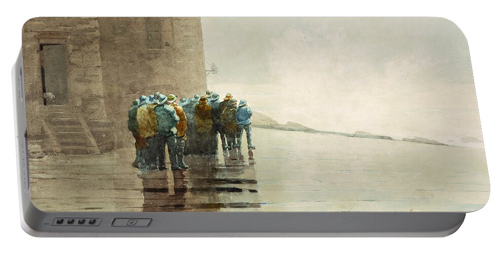 Winslow Homer Portable Battery Charger featuring the drawing The Life Brigade by Winslow Homer