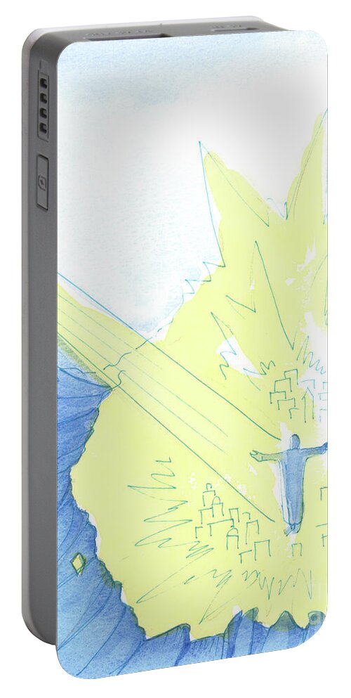 Contemplation Portable Battery Charger featuring the painting The Lord Lifts Some People High In Prayer, To See The Glory Of Heaven by Elizabeth Wang