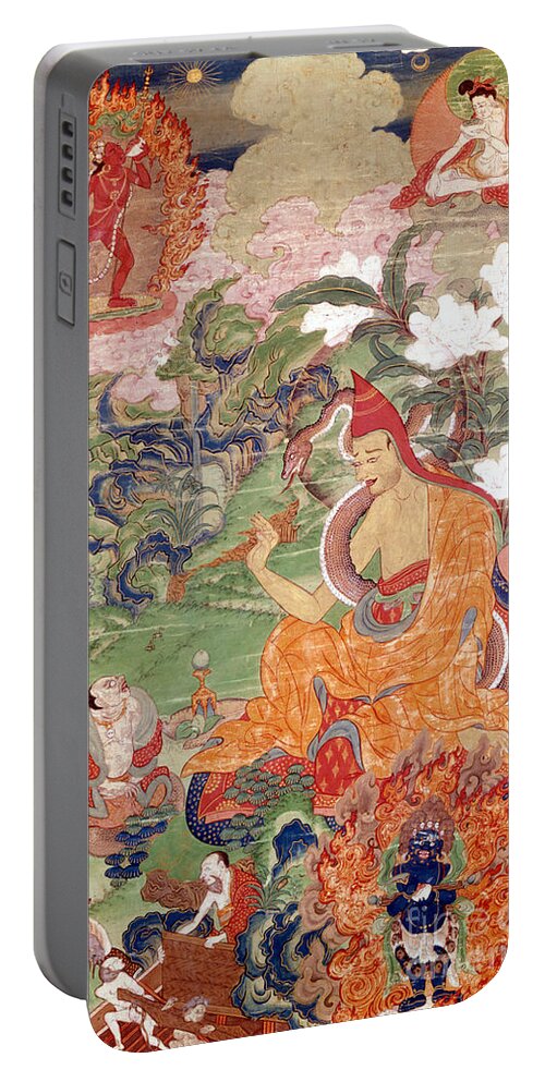 Buddhist Portable Battery Charger featuring the painting The Magician Abhayakava From Bengal, Tibetan Thai-ka, Musée Guimet, Paris by Tibetan School