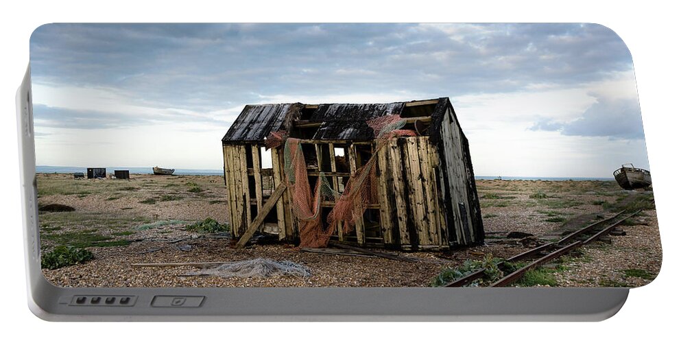 Beach Portable Battery Charger featuring the photograph The Net Shack, Dungeness Beach by Perry Rodriguez