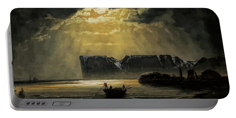 Peder Balke Portable Battery Charger featuring the painting The North Cape by Moonlight                          by Peder Balke