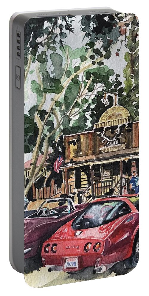 Malibou Lake Portable Battery Charger featuring the painting The Old Place - Cornell by Luisa Millicent