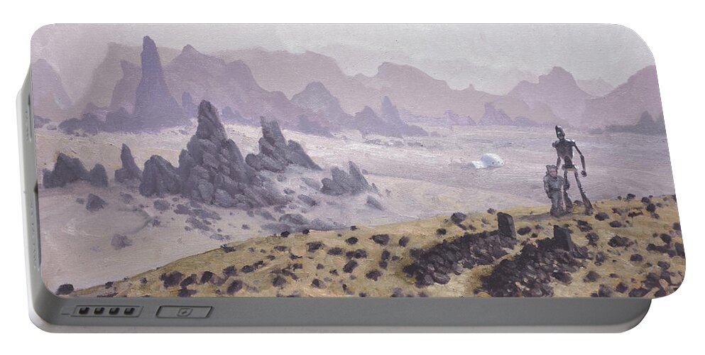  Portable Battery Charger featuring the painting The Pioneers by Armand Cabrera