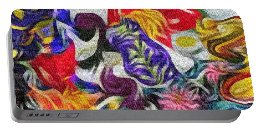 Abstract Art Portable Battery Charger featuring the digital art The Power of Flowers by Kathie Chicoine