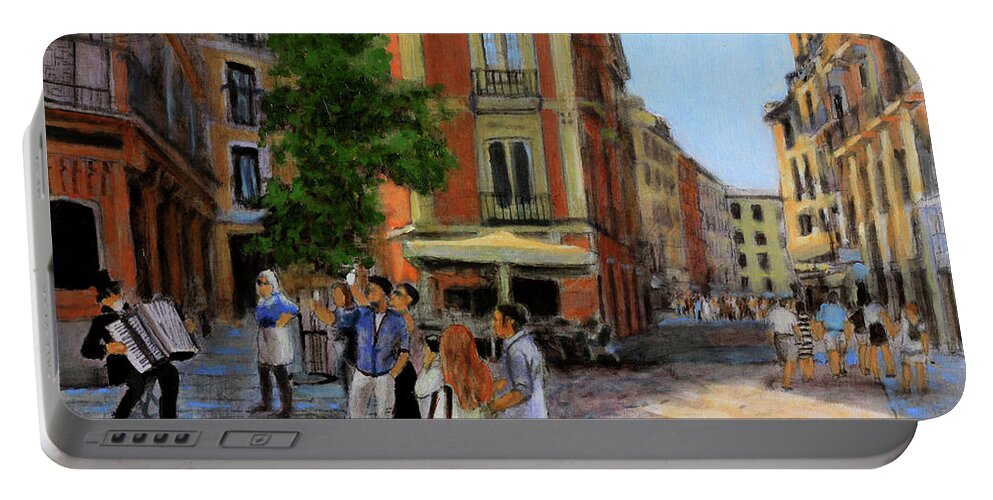 Tourists Portable Battery Charger featuring the painting The Prague Passage by David Zimmerman