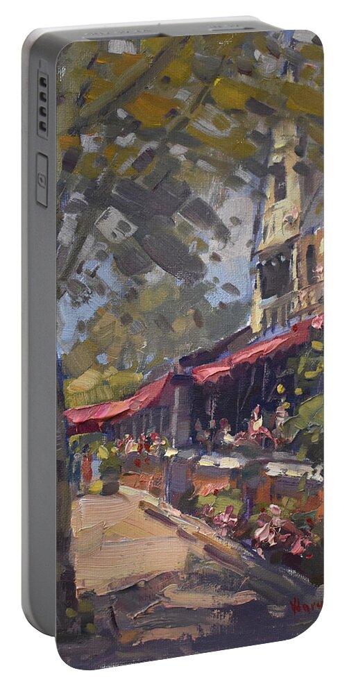 Red Coach Inn Portable Battery Charger featuring the painting The Red Coach Inn Niagara by Ylli Haruni