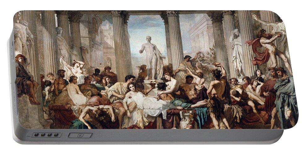 Thomas Couture Portable Battery Charger featuring the painting The Romans in their Decadence by Thomas Couture